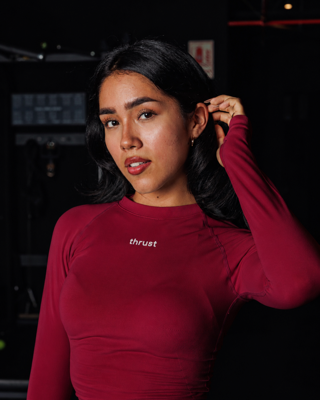 TOP COMPRESS DE MANGA LARGA - ROJO CRANBERRY