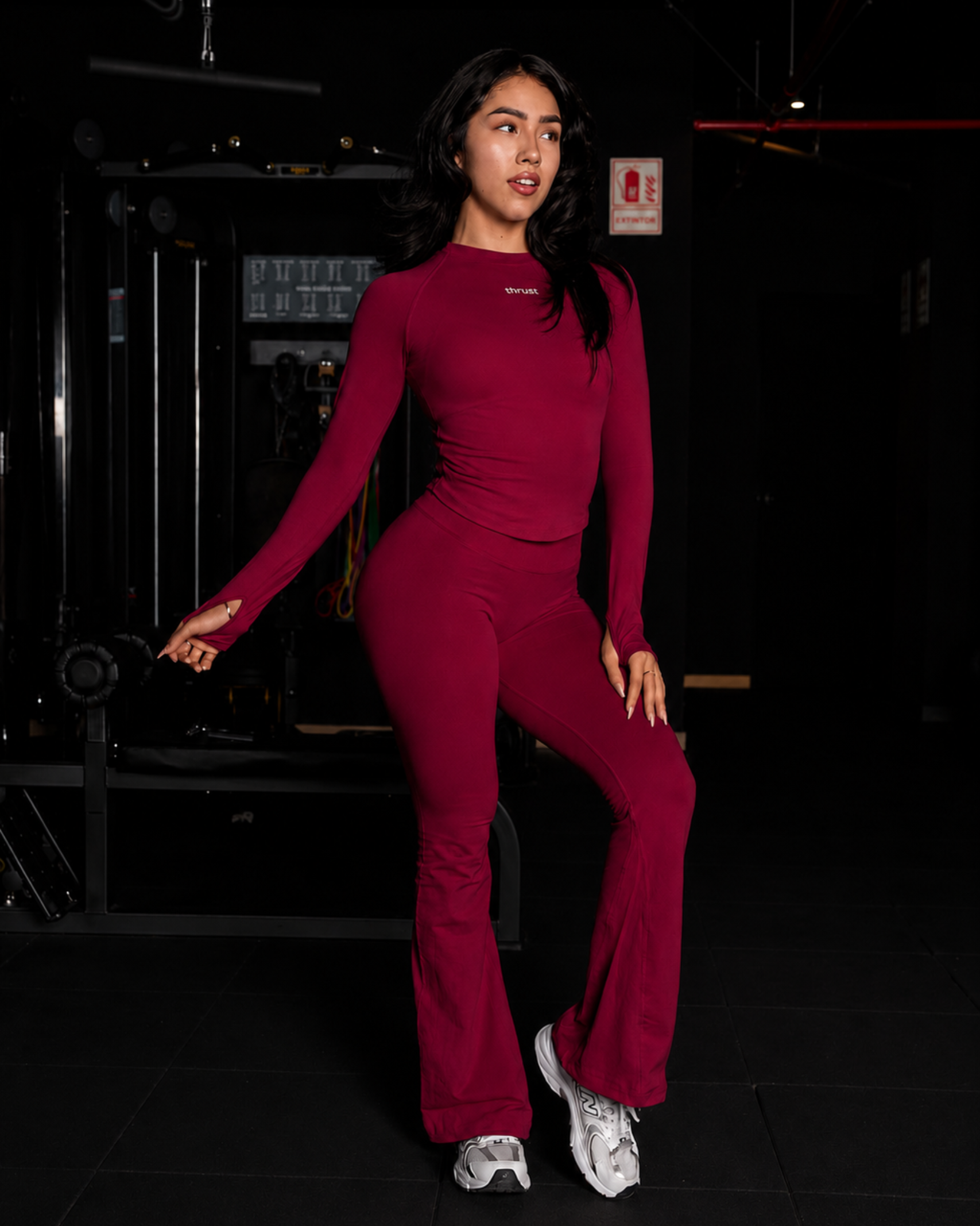 LEGGINGS FLARE PANTS - ROJO CRANBERRY