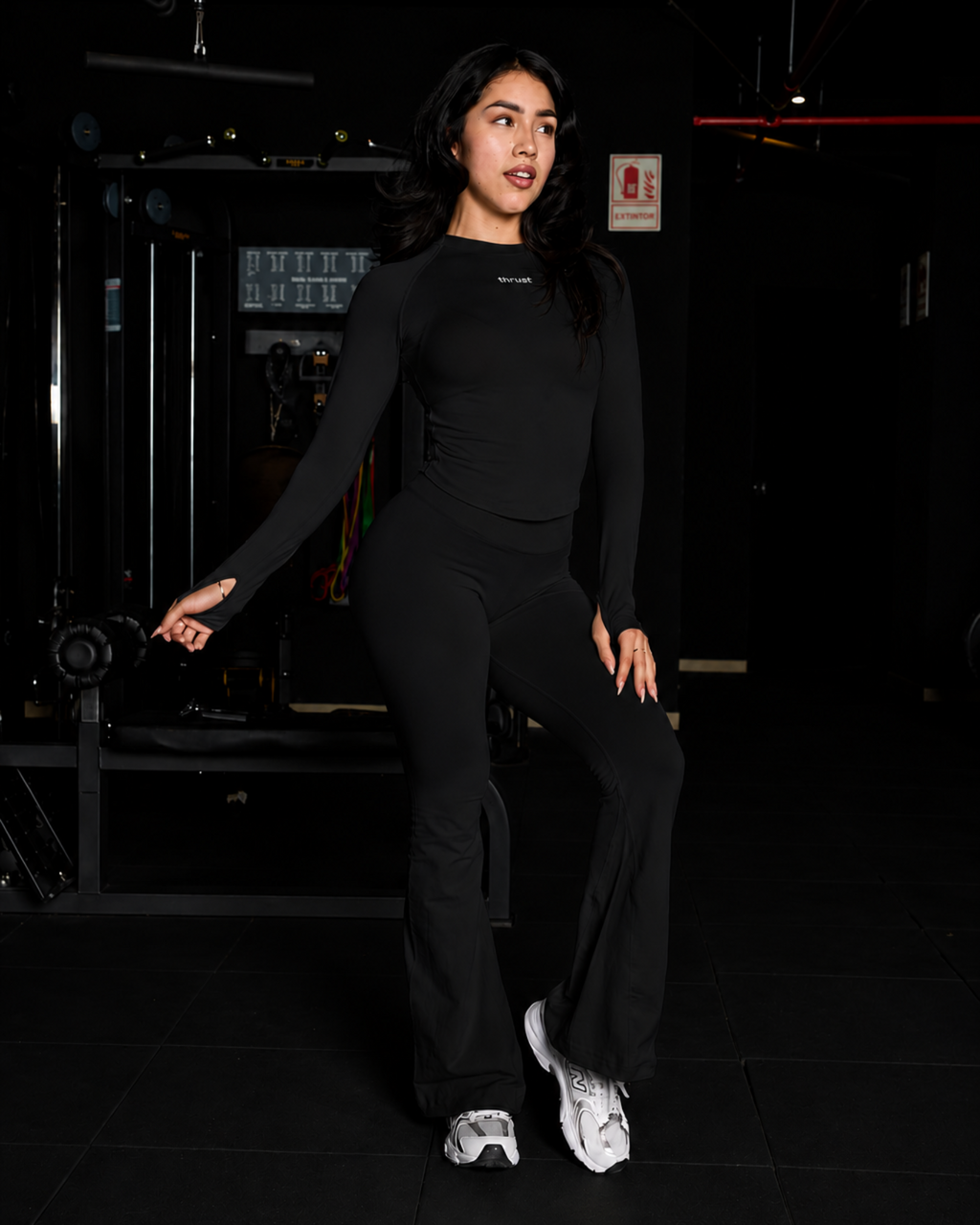 LEGGINGS FLARE PANTS - BLACK