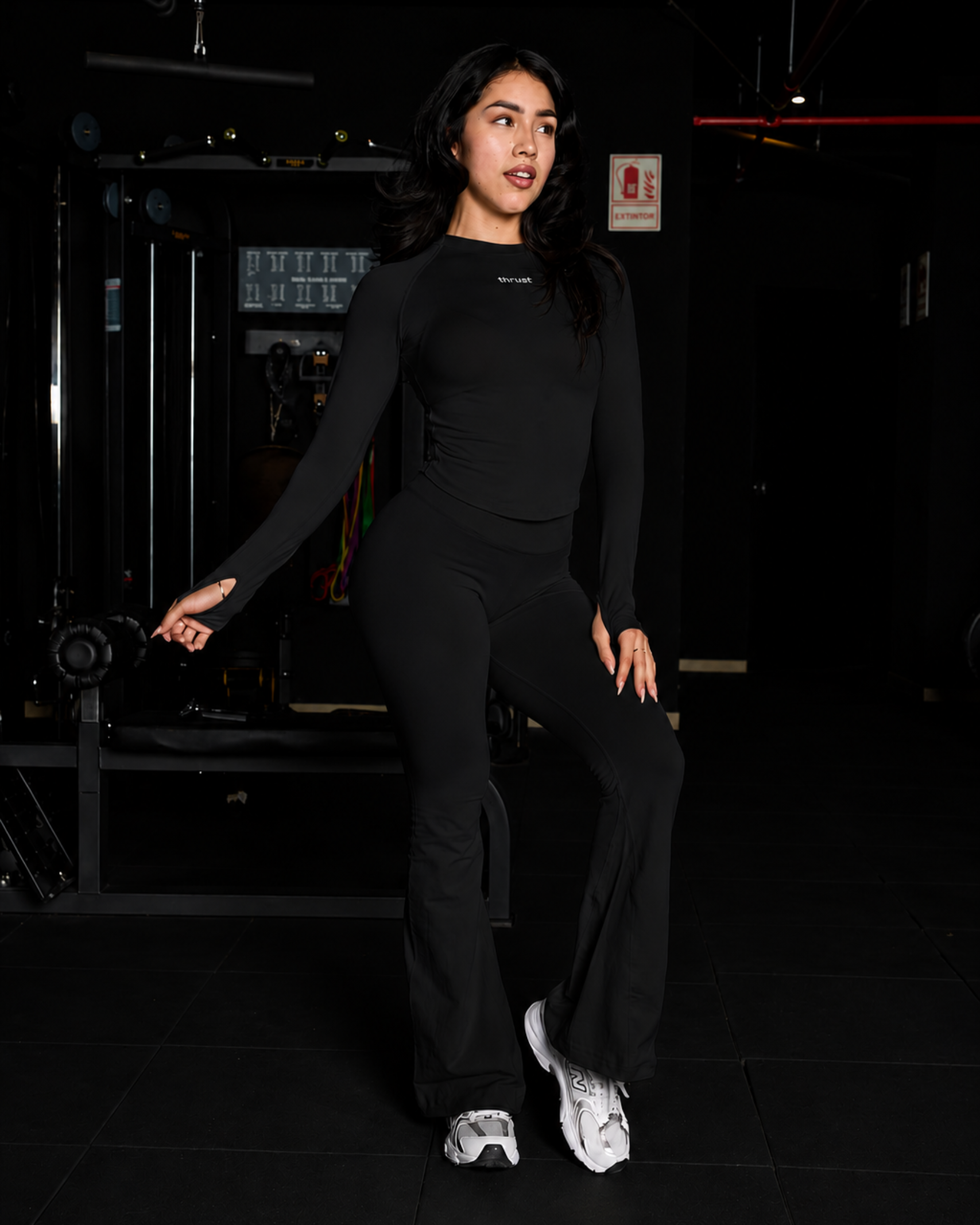 LEGGINGS FLARE PANTS - BLACK