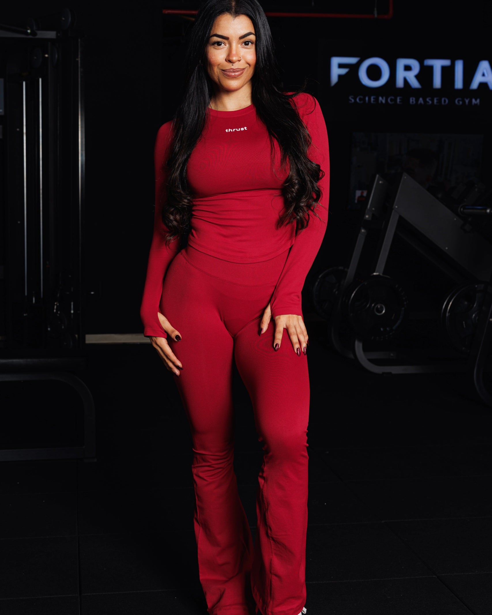 LEGGINGS FLARE PANTS - ROJO CRANBERRY