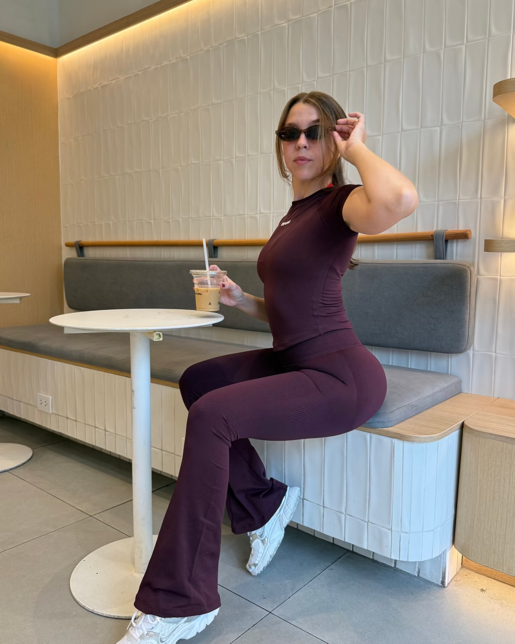 LEGGINGS FLARE PANTS - VINO